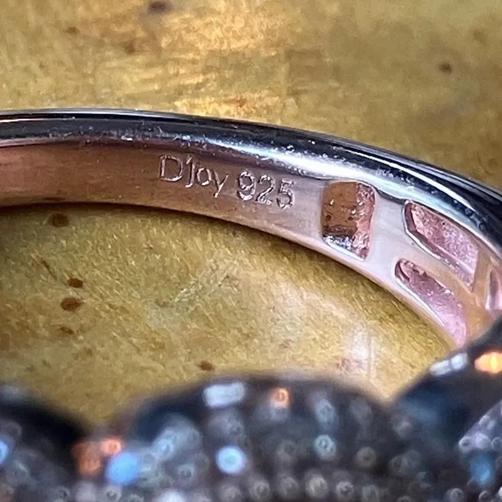 Natural Champagne Diamond Sterling Silver Ring Size 6
